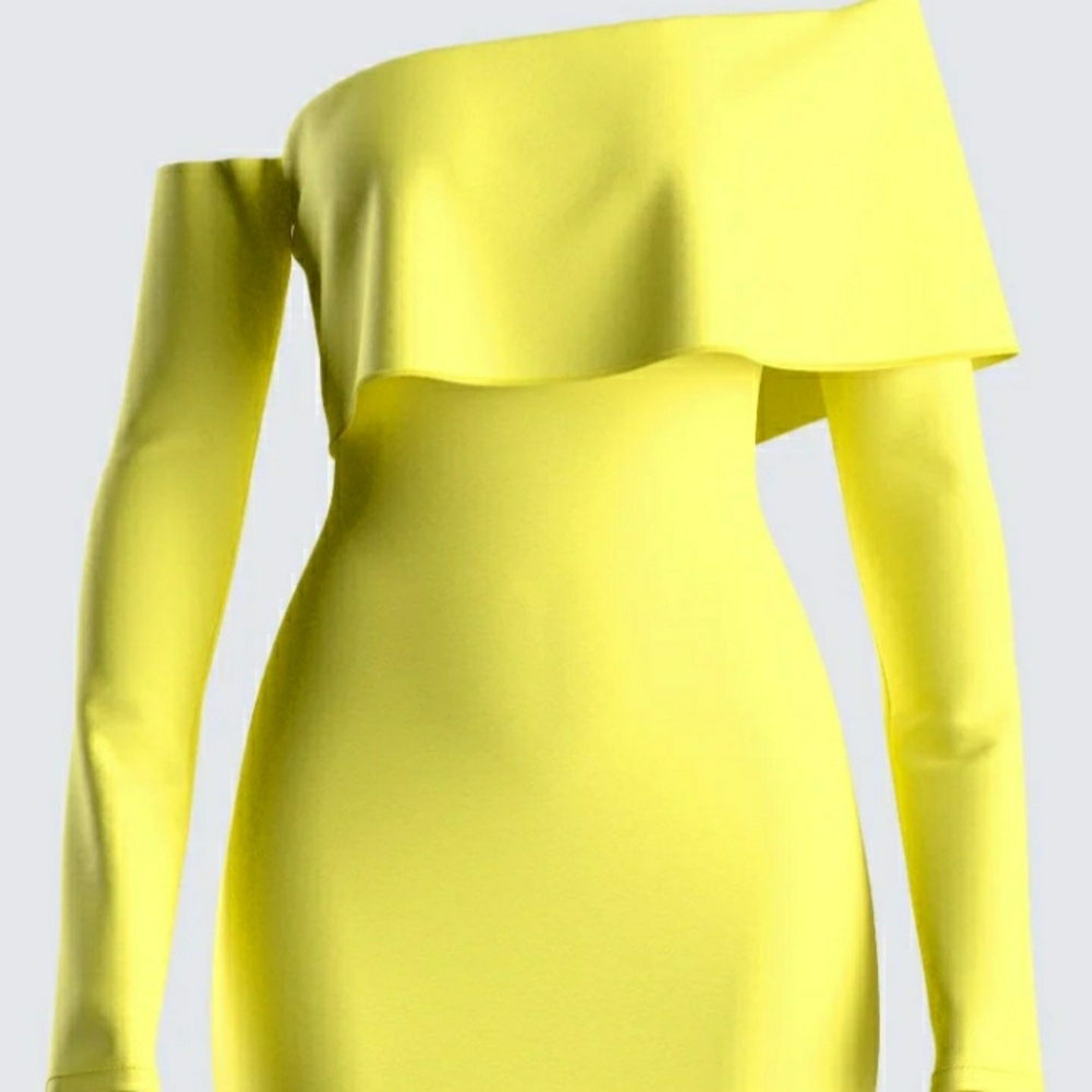 Finesse Vibrant Yellow One-Shoulder Dress